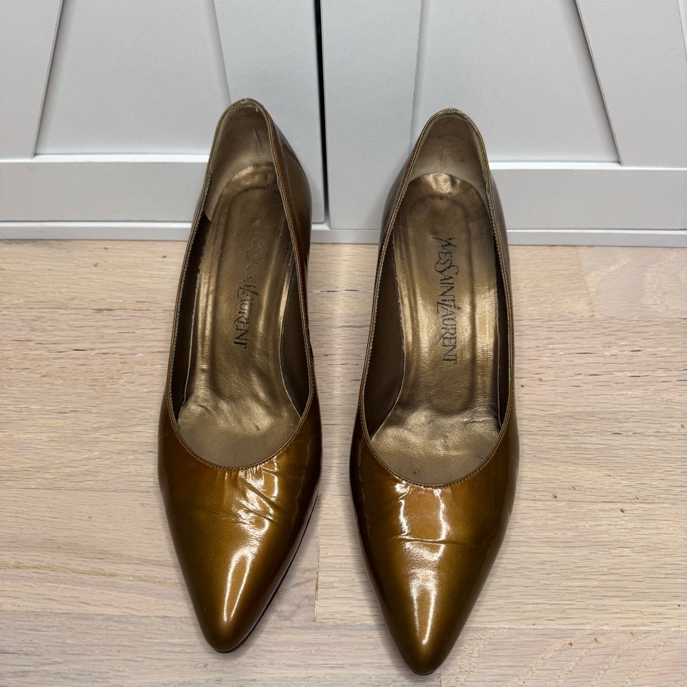 Vintage Yves Saint Laurent Women's Metallic Heels/Pumps